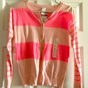 Cat & Jack pink striped cardigan. Size XL (14/16)